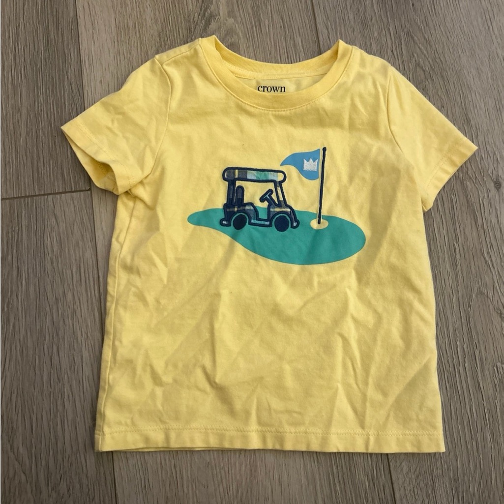 Crown  Ivy Kids Yellow Tee With Golf Cart Design